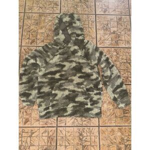 Original Use Women Loose Fit Hooded Faux Sherpa Pullover Restful Cameo Green Med